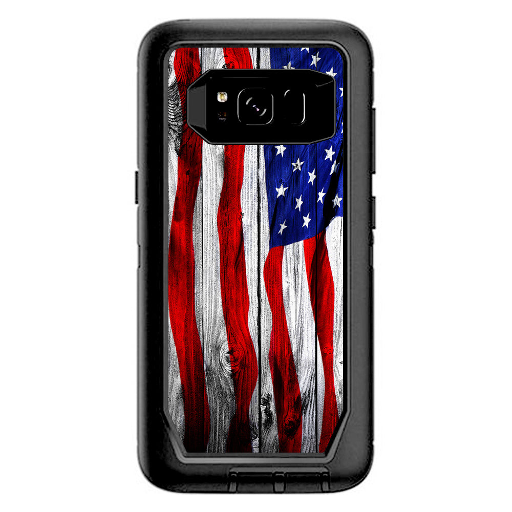 American Flag On Wood Otterbox Defender Samsung Galaxy S8 Skin