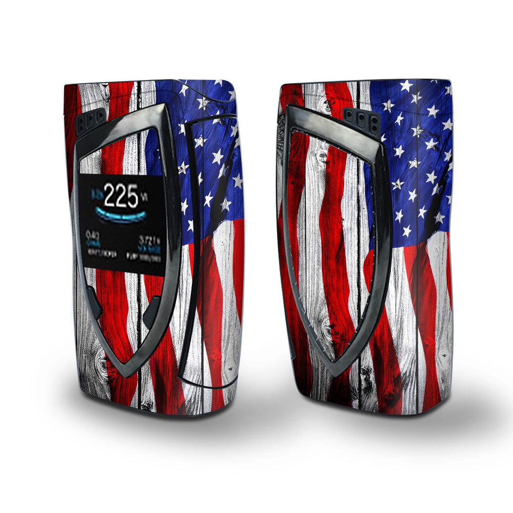 Skin Decal Vinyl Wrap for Smok Devilkin Kit 225w Vape (includes TFV12 Prince Tank Skins) skins cover/ American Flag on Wood