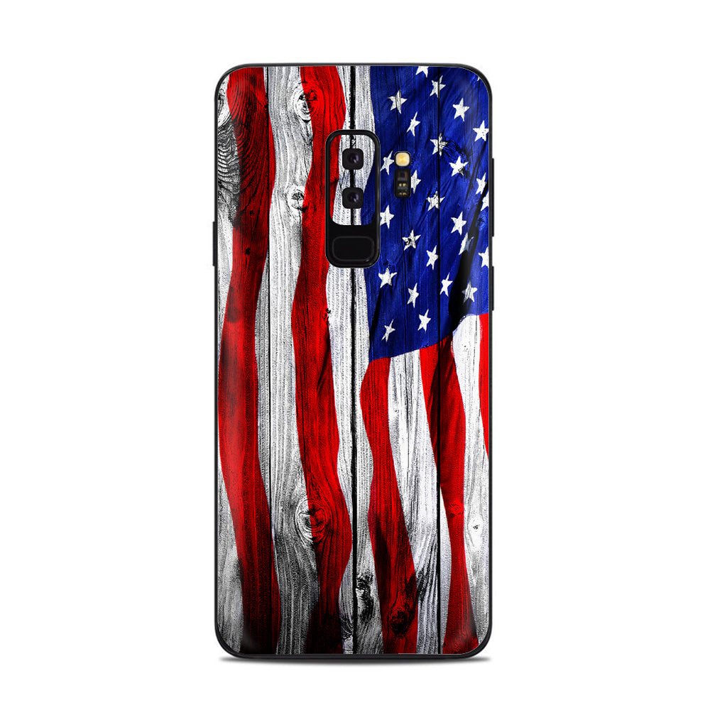  American Flag On Wood Samsung Galaxy S9 Plus Skin