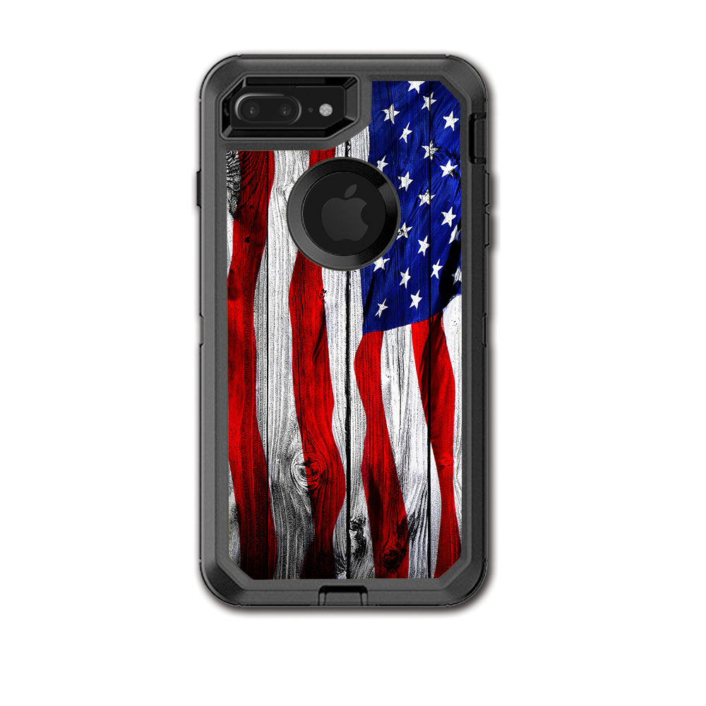  American Flag On Wood Otterbox Defender iPhone 7+ Plus or iPhone 8+ Plus Skin