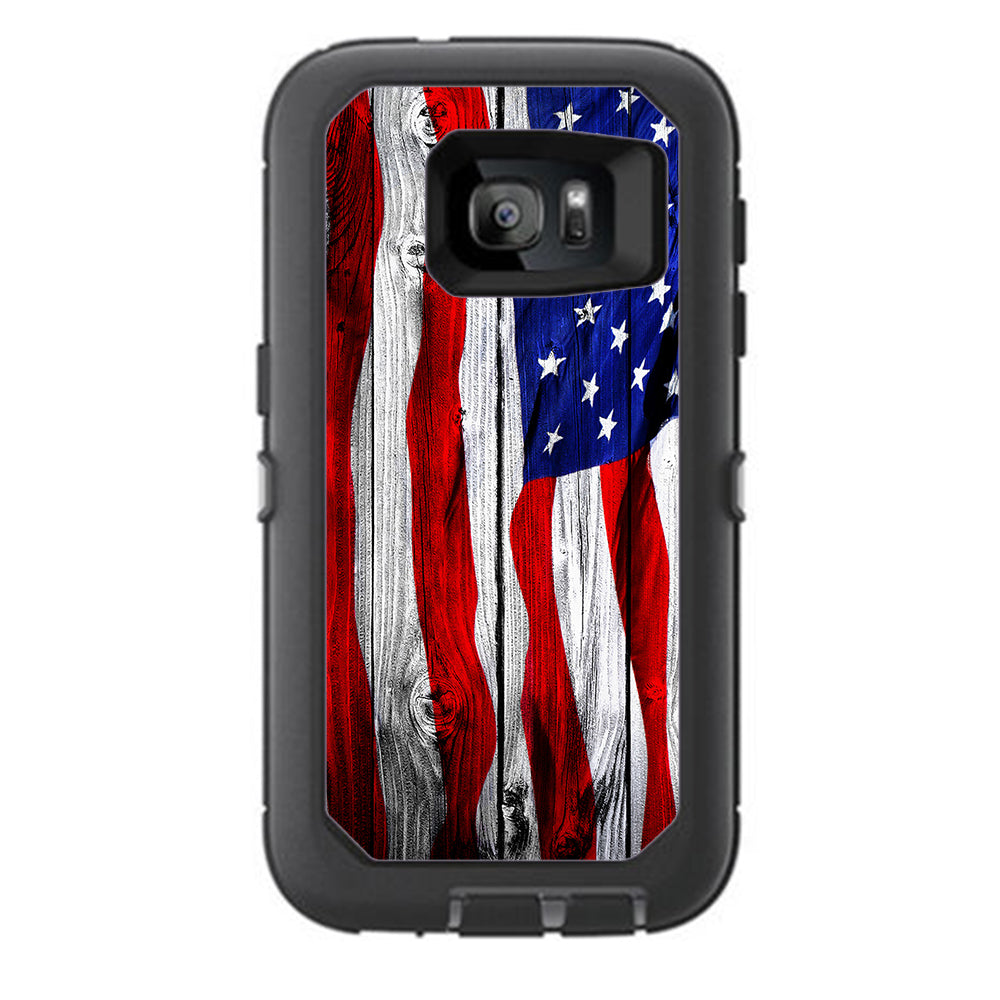  American Flag On Wood Otterbox Defender Samsung Galaxy S7 Skin