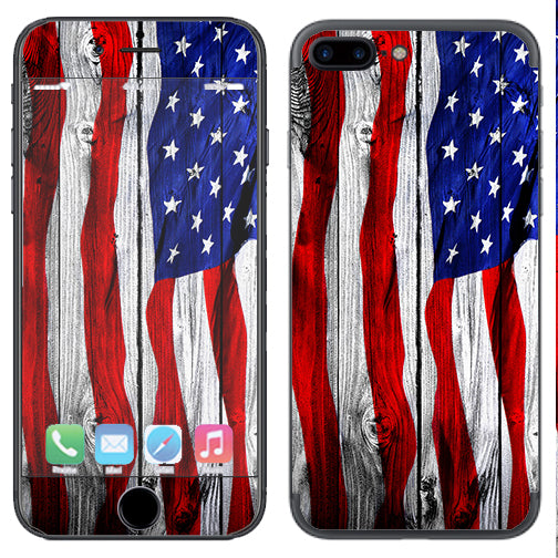  American Flag On Wood Apple  iPhone 7+ Plus / iPhone 8+ Plus Skin