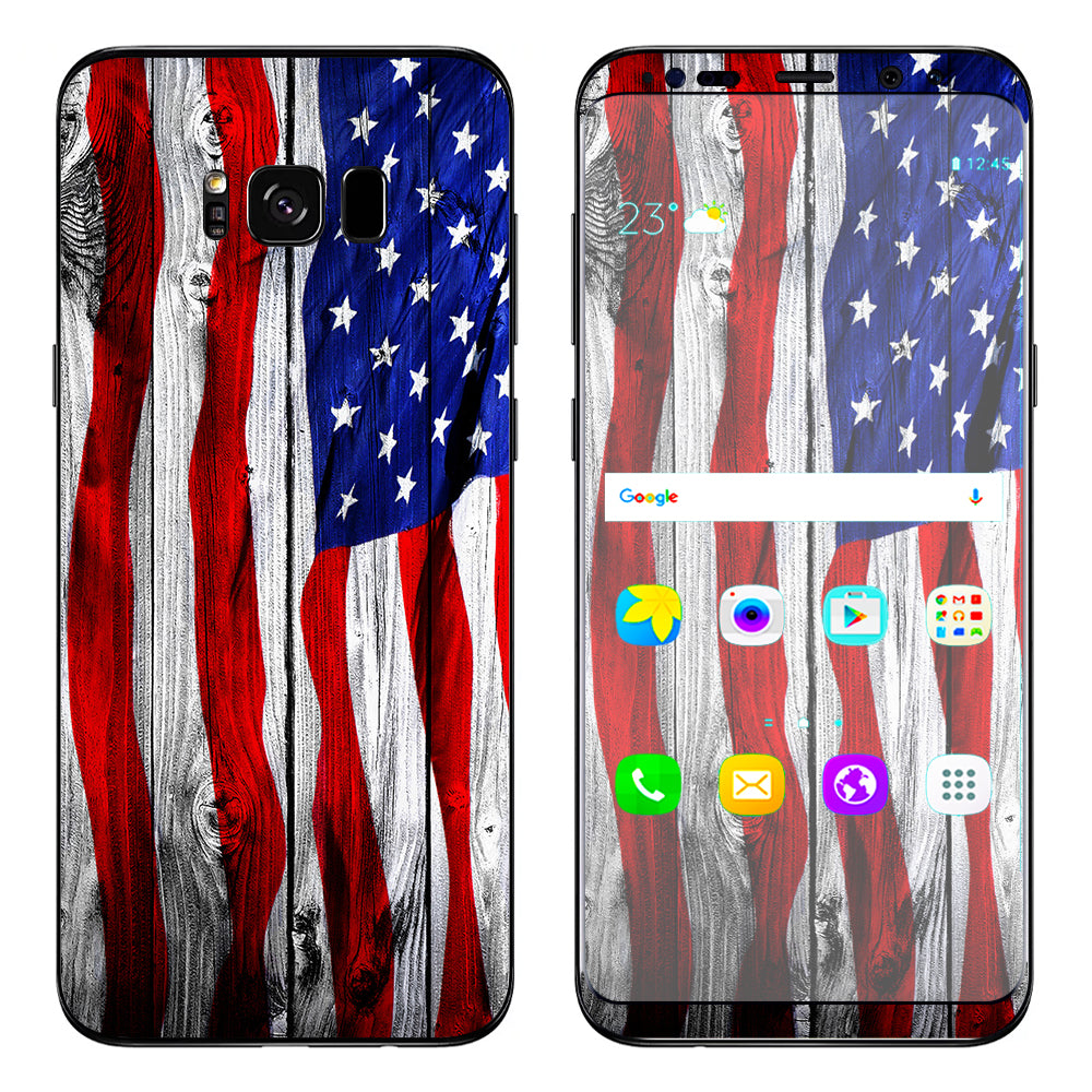  American Flag On Wood Samsung Galaxy S8 Plus Skin