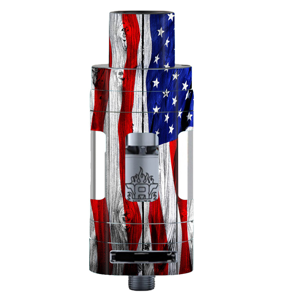  American Flag On Wood Smok TFV8 Tank Skin