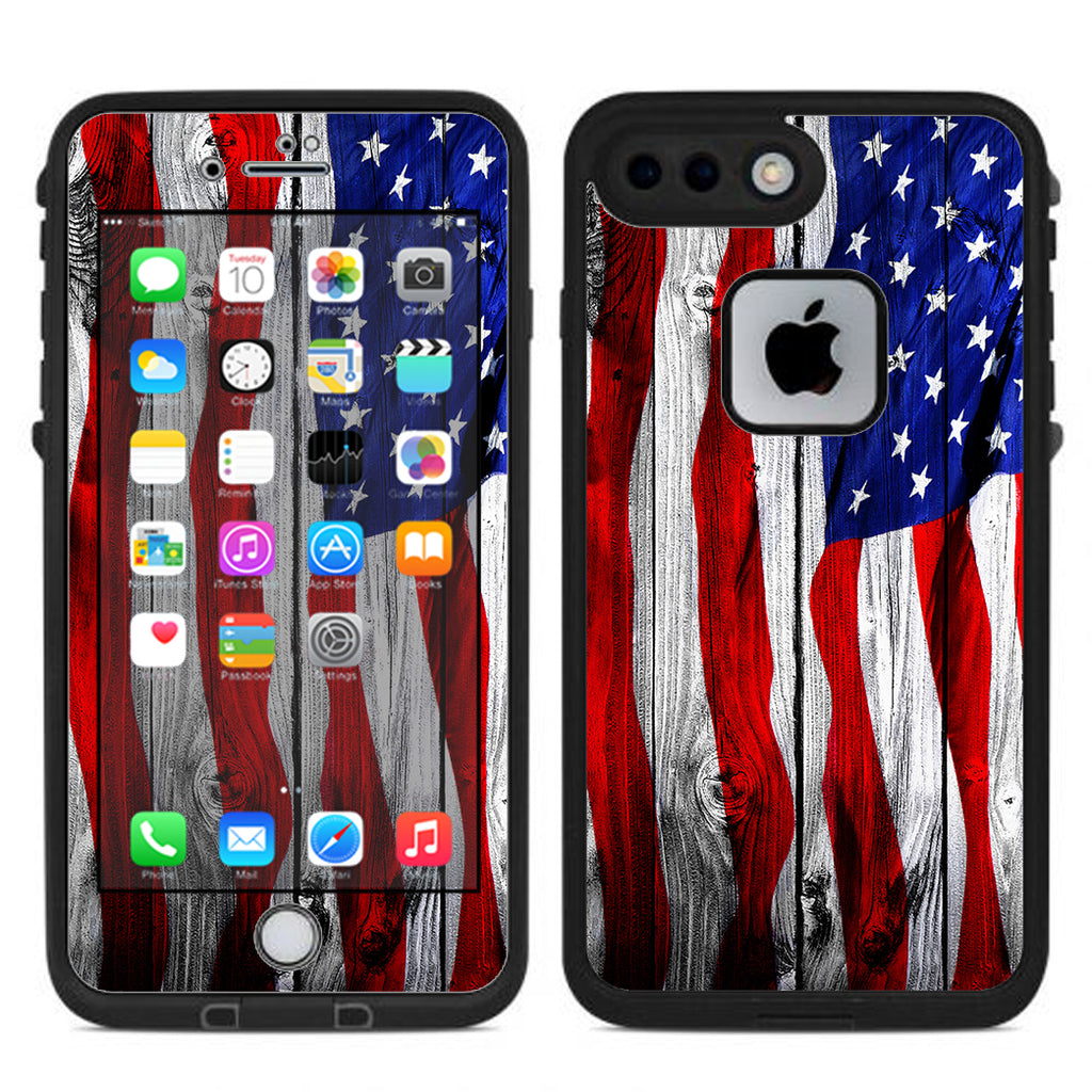  American Flag On Wood Lifeproof Fre iPhone 7 Plus or iPhone 8 Plus Skin