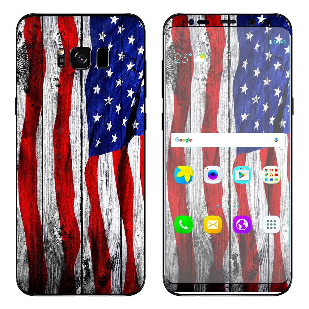  American Flag On Wood Samsung Galaxy S8 Skin