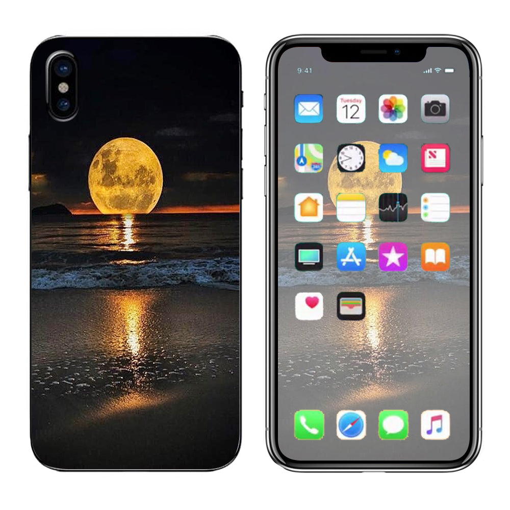  Full Moon And Sea Apple iPhone X Skin