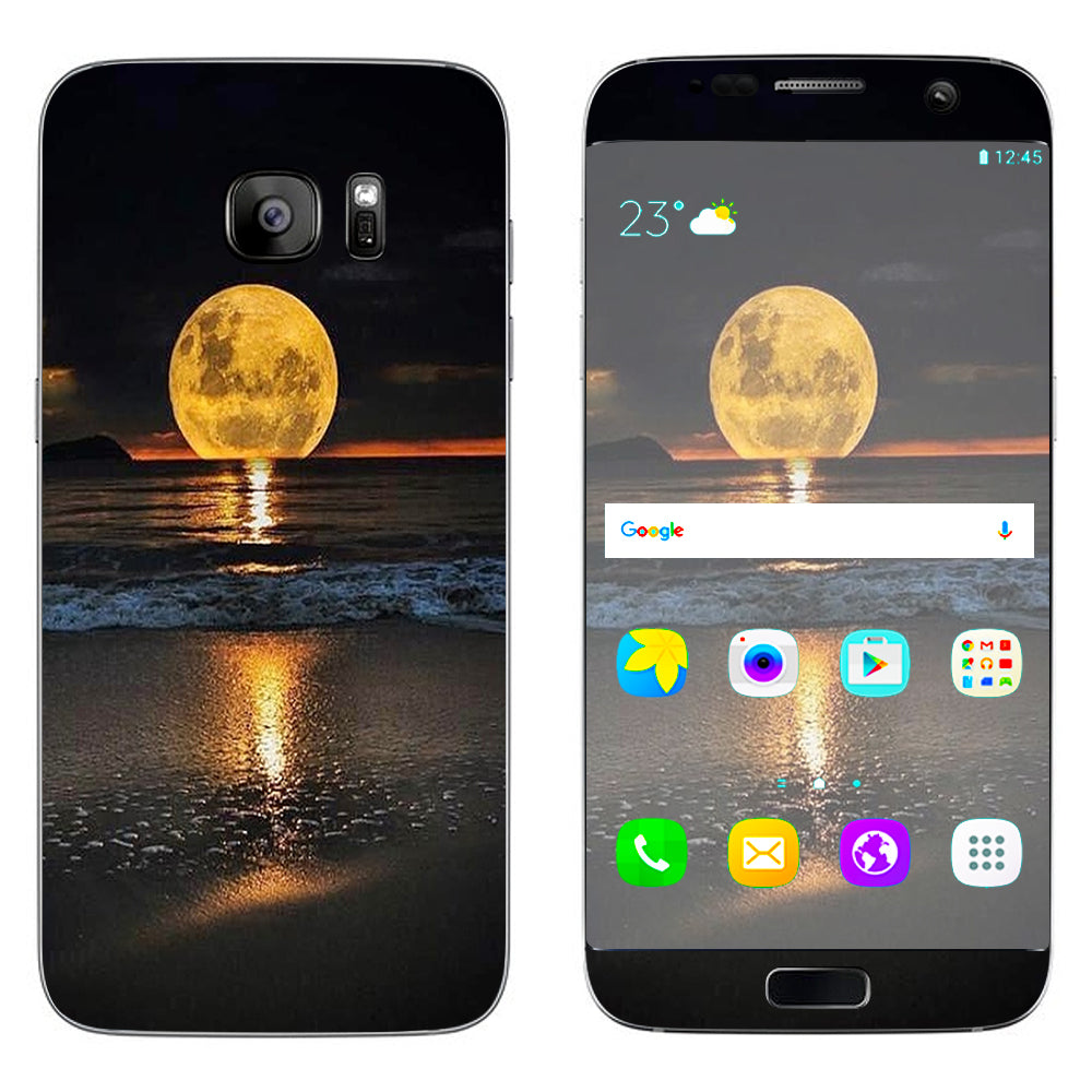  Full Moon And Sea Samsung Galaxy S7 Edge Skin