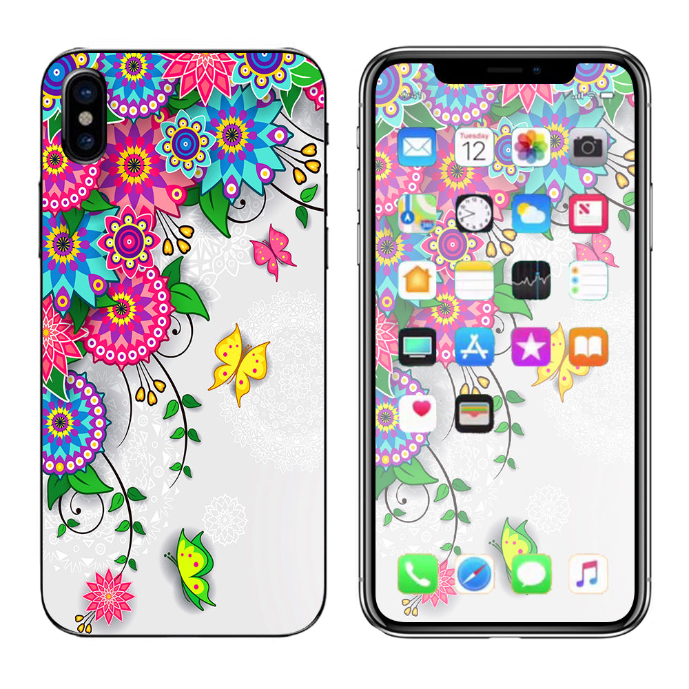  Flowers Colorful Design Apple iPhone X Skin