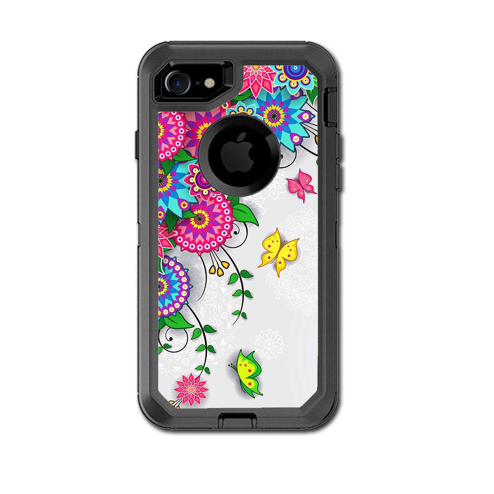  Flowers Colorful Design Otterbox Defender iPhone 7 or iPhone 8 Skin