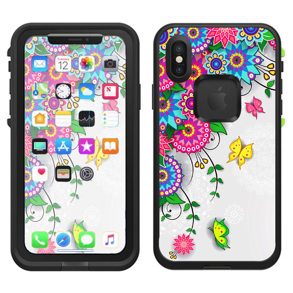  Flowers Colorful Design Lifeproof Fre Case iPhone X Skin