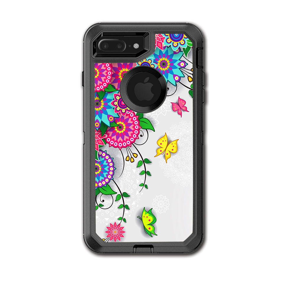  Flowers Colorful Design Otterbox Defender iPhone 7+ Plus or iPhone 8+ Plus Skin