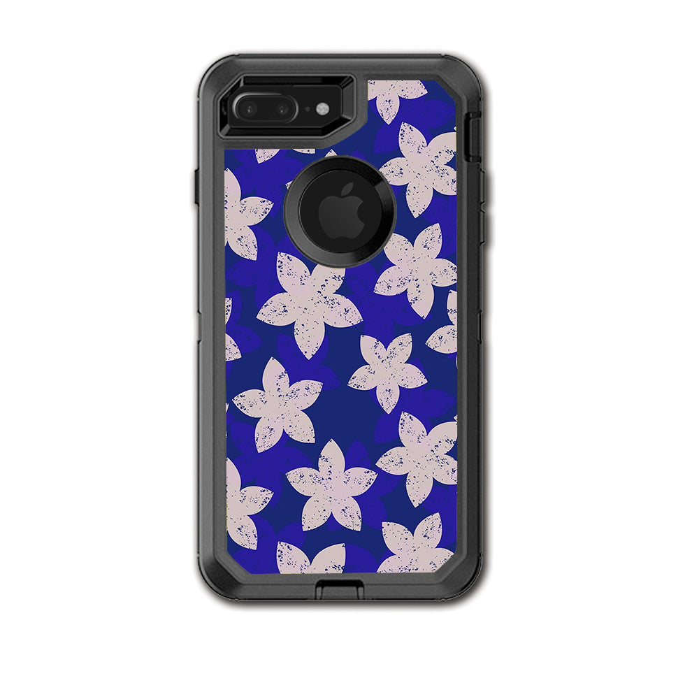  Flowered Blue Otterbox Defender iPhone 7+ Plus or iPhone 8+ Plus Skin