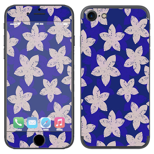  Flowered Blue Apple iPhone 7 or iPhone 8 Skin