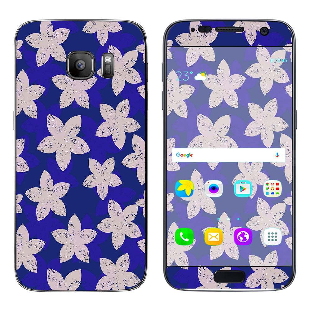  Flowered Blue Samsung Galaxy S7 Skin