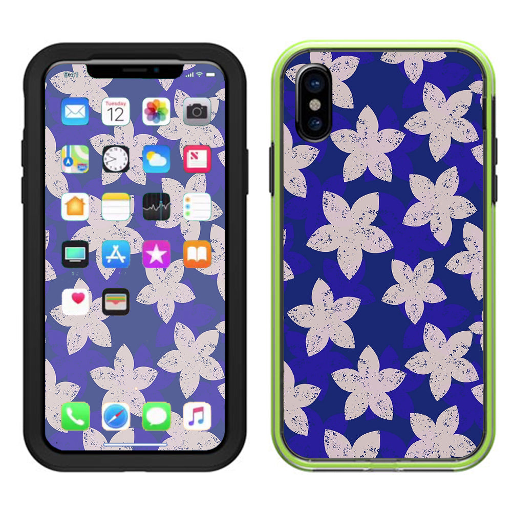  Flowered Blue Lifeproof Slam Case iPhone X Skin
