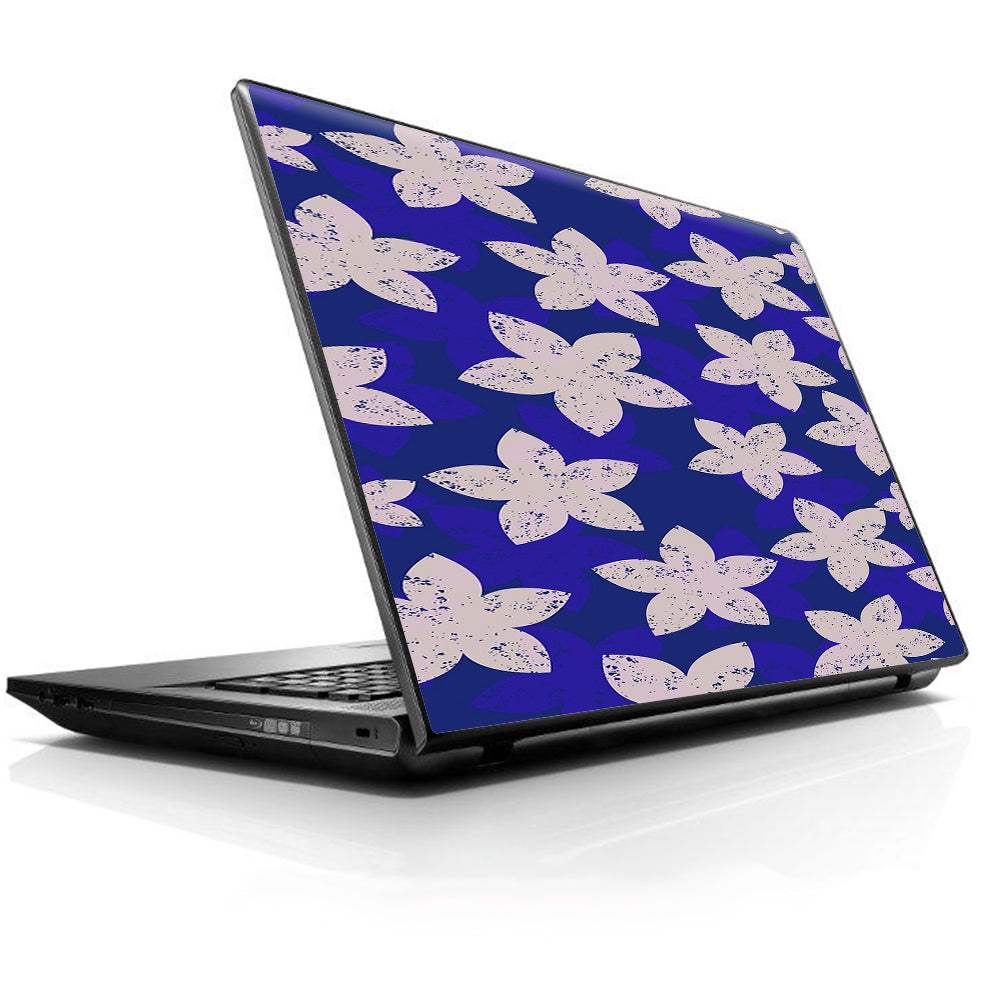  Flowered Blue Universal 13 to 16 inch wide laptop Skin