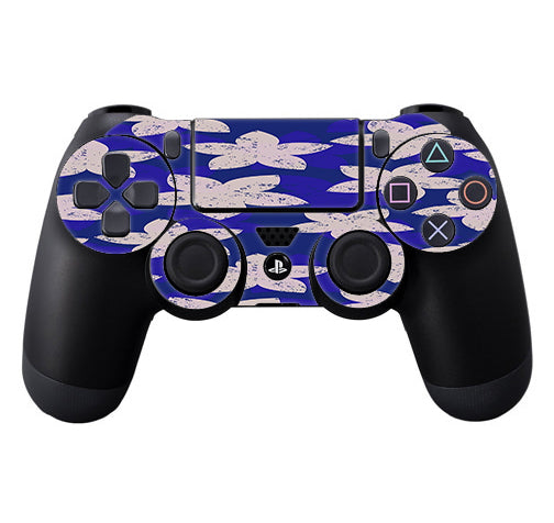  Flowered Blue Sony Playstation PS4 Controller Skin