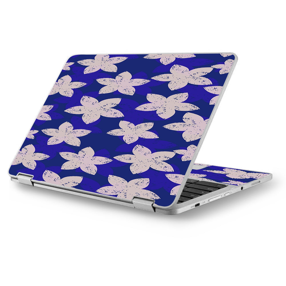  Flowered Blue Asus Chromebook Flip 12.5" Skin