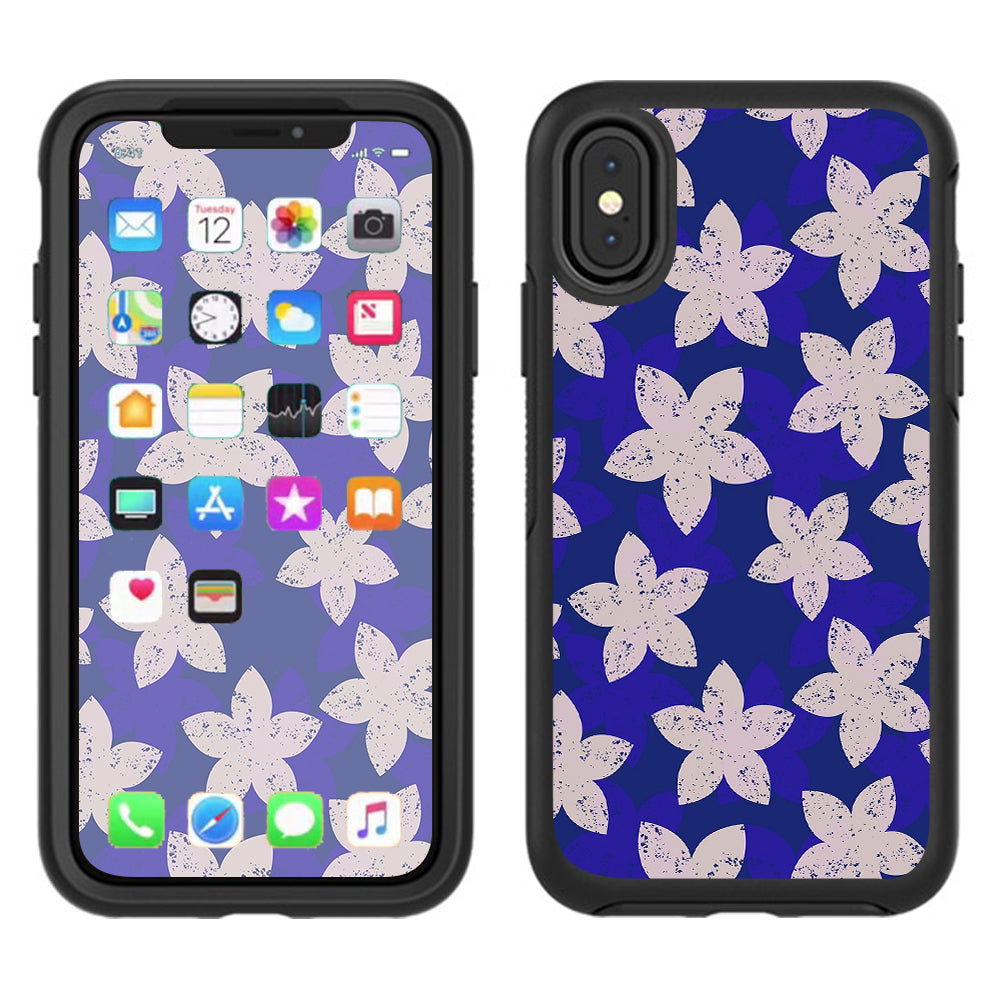  Flowered Blue Otterbox Defender Apple iPhone X Skin