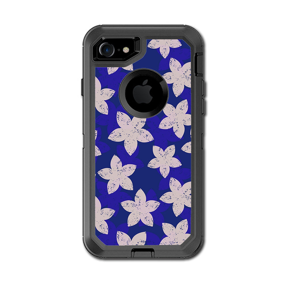  Flowered Blue Otterbox Defender iPhone 7 or iPhone 8 Skin