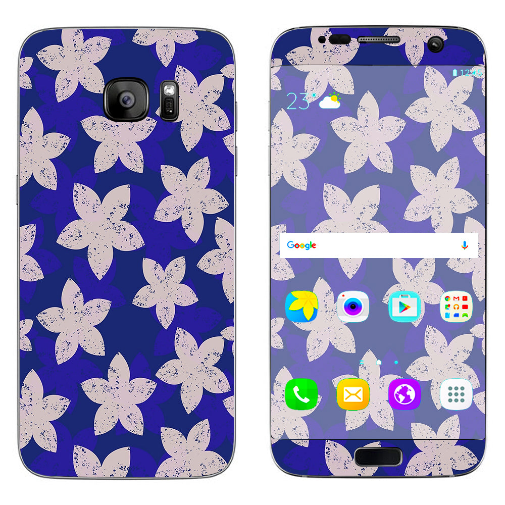  Flowered Blue Samsung Galaxy S7 Edge Skin