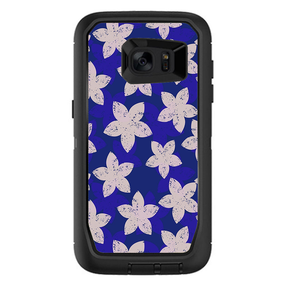  Flowered Blue Otterbox Defender Samsung Galaxy S7 Edge Skin