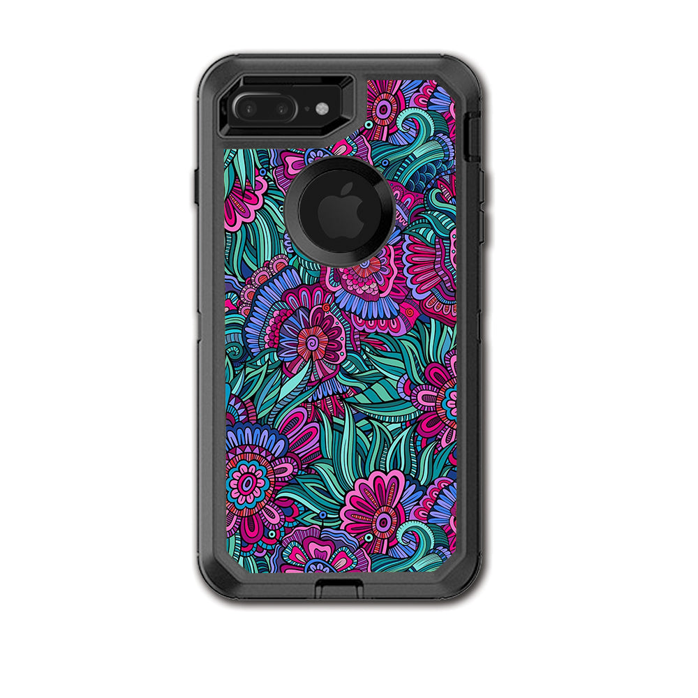 Floral Flowers Retro Otterbox Defender iPhone 7+ Plus or iPhone 8+ Plus Skin