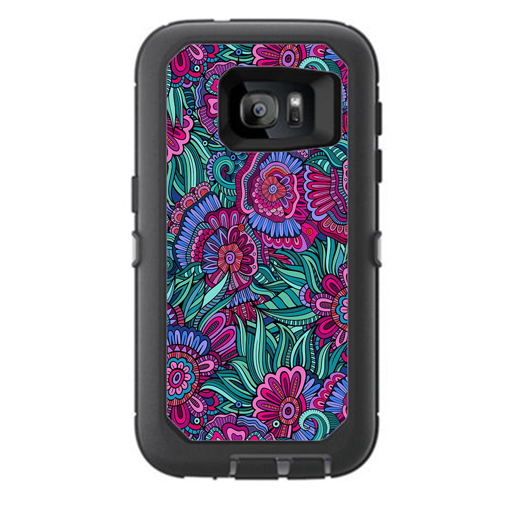  Floral Flowers Retro Otterbox Defender Samsung Galaxy S7 Skin