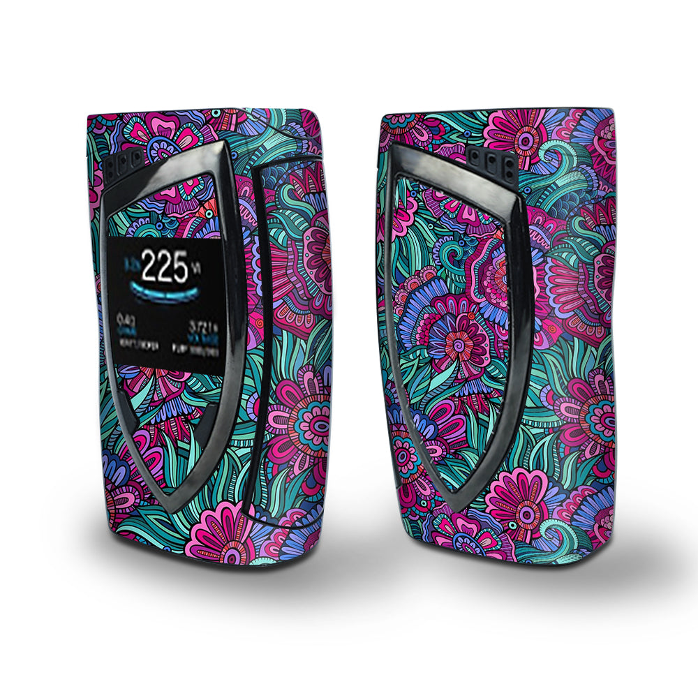 Skin Decal Vinyl Wrap for Smok Devilkin Kit 225w Vape (includes TFV12 Prince Tank Skins) skins cover/ Floral Flowers Retro