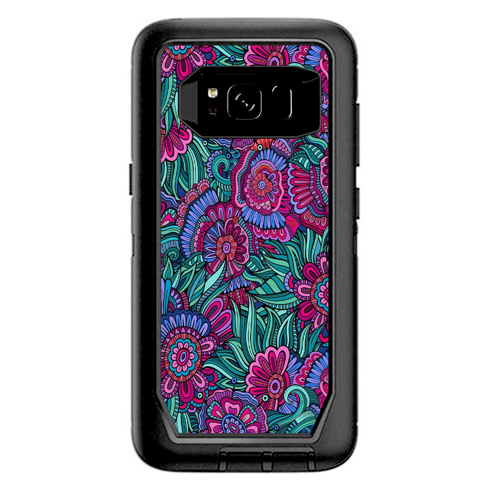  Floral Flowers Retro Otterbox Defender Samsung Galaxy S8 Skin