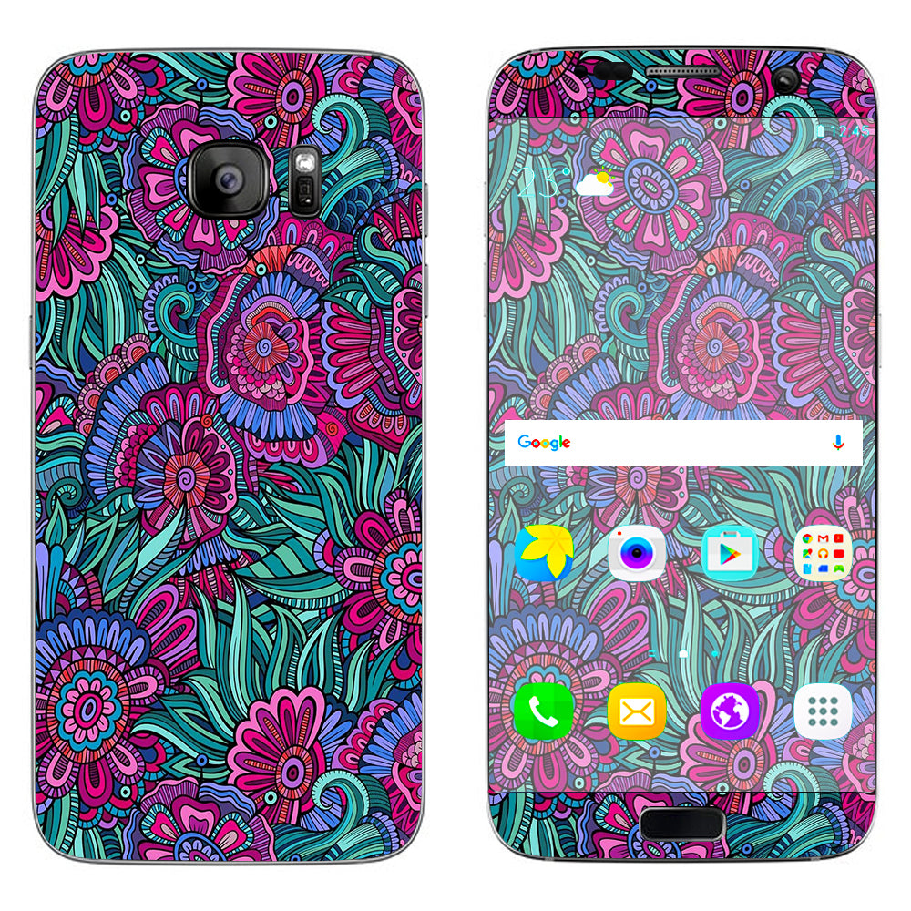  Floral Flowers Retro Samsung Galaxy S7 Edge Skin