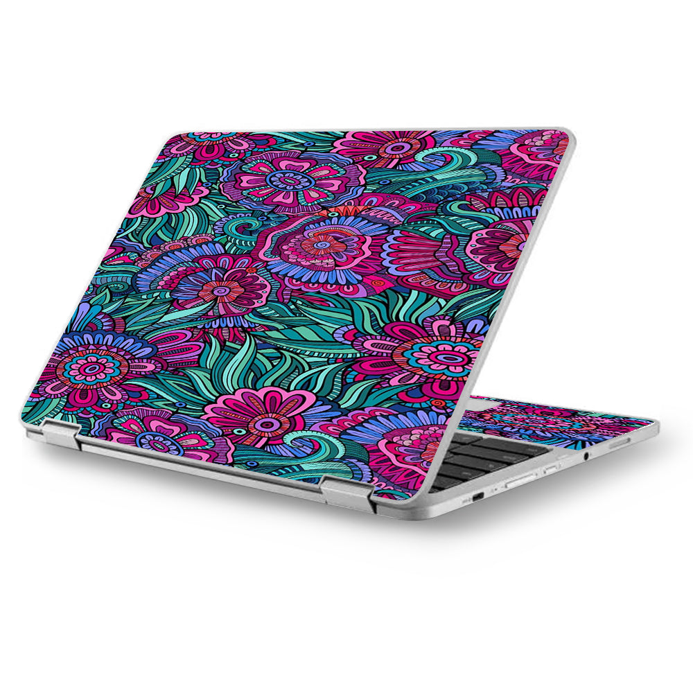  Floral Flowers Retro Asus Chromebook Flip 12.5" Skin