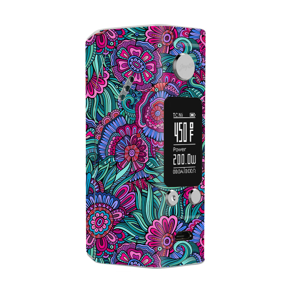  Floral Flowers Retro Wismec Reuleaux RX200S Skin