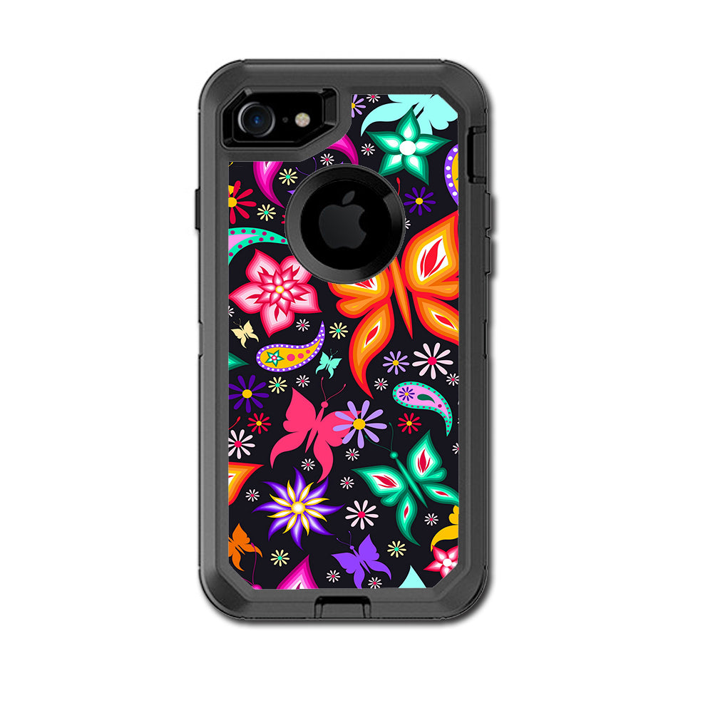  Floral Butterflies Otterbox Defender iPhone 7 or iPhone 8 Skin