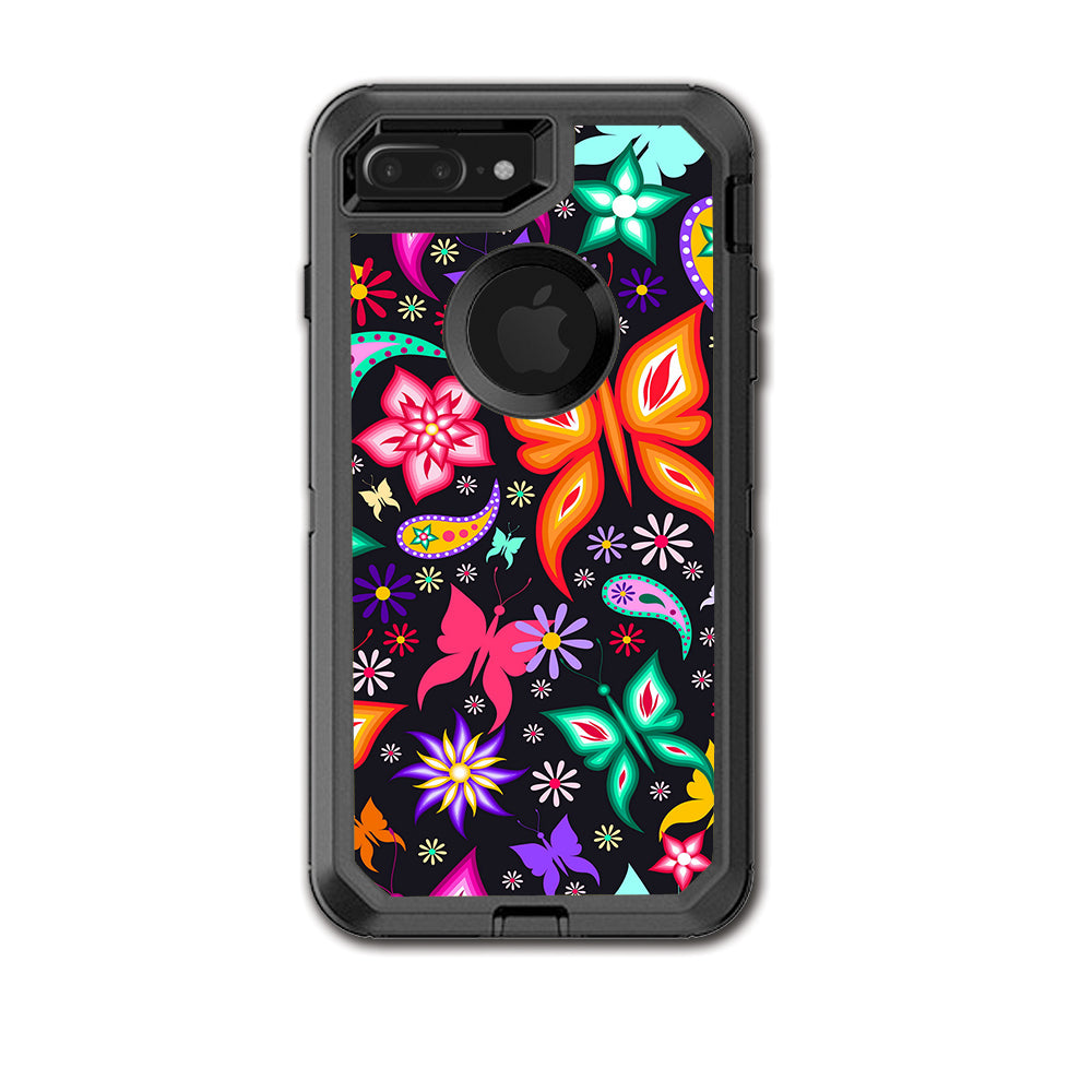  Floral Butterflies Otterbox Defender iPhone 7+ Plus or iPhone 8+ Plus Skin