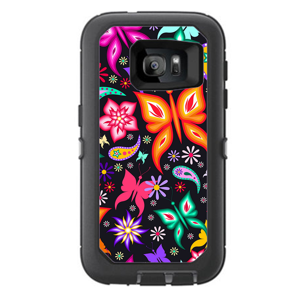  Floral Butterflies Otterbox Defender Samsung Galaxy S7 Skin