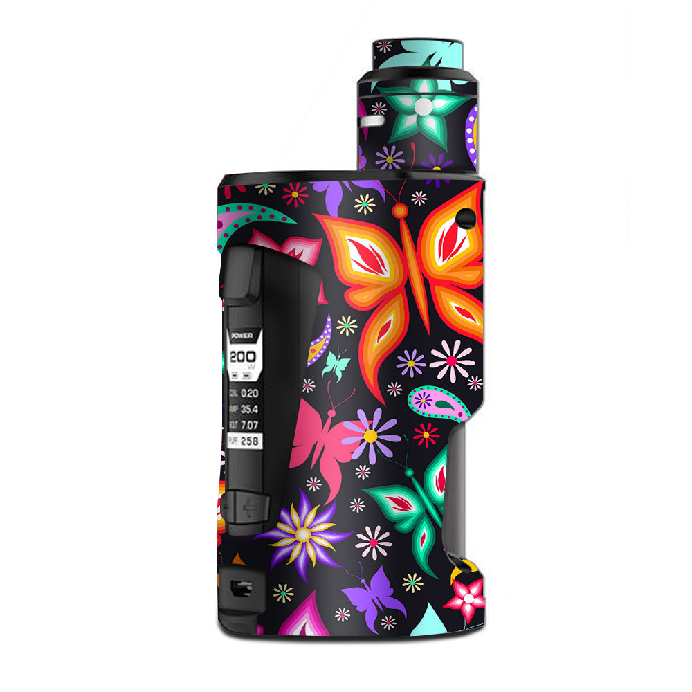 geekvape aegis skins Skin Decal Vinyl Wrap for GBox Squonk Kit 200W Vape Kit stickers cover/ Floral Butterflies – Color:Midnight Gold Stone Freeze – Geek F: Salt Nic