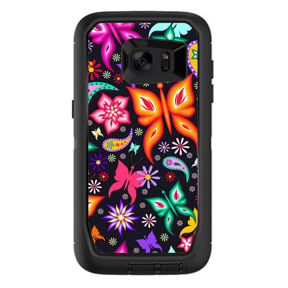  Floral Butterflies Otterbox Defender Samsung Galaxy S7 Edge Skin