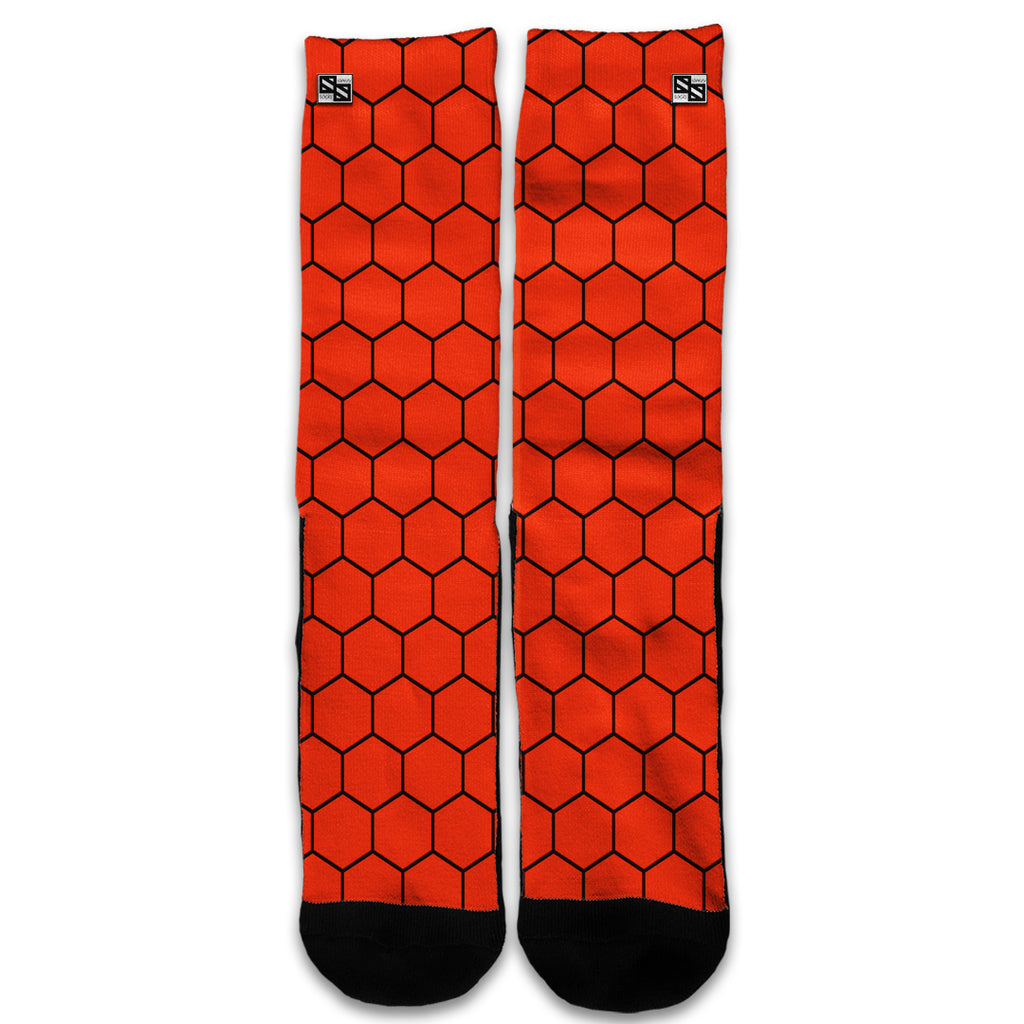  Red Honeycomb Ocatagon Universal Socks