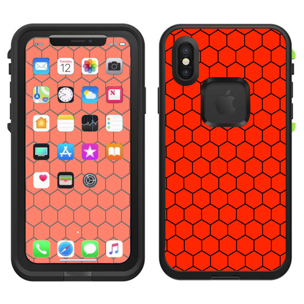  Red Honeycomb Ocatagon  Lifeproof Fre Case iPhone X Skin