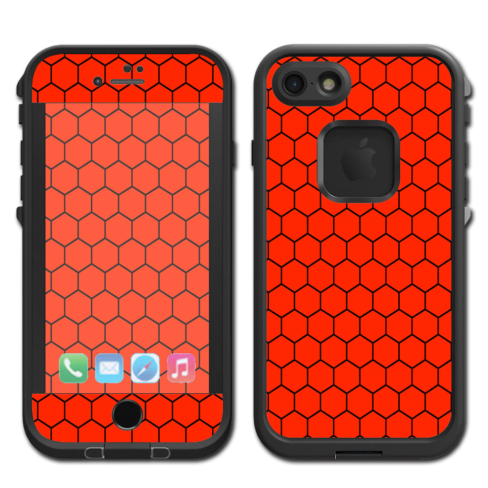  Red Honeycomb Ocatagon Lifeproof Fre iPhone 7 or iPhone 8 Skin