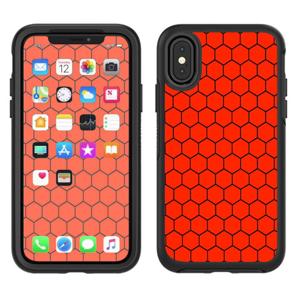  Red Honeycomb Ocatagon  Otterbox Defender Apple iPhone X Skin