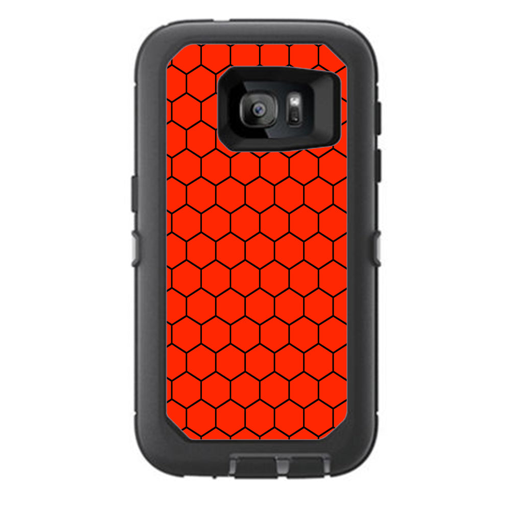  Red Honeycomb Ocatagon Otterbox Defender Samsung Galaxy S7 Skin