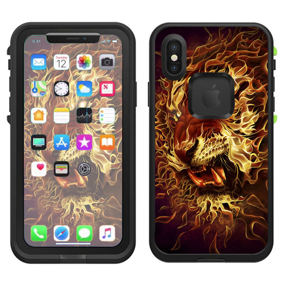  Tiger On Fire Lifeproof Fre Case iPhone X Skin