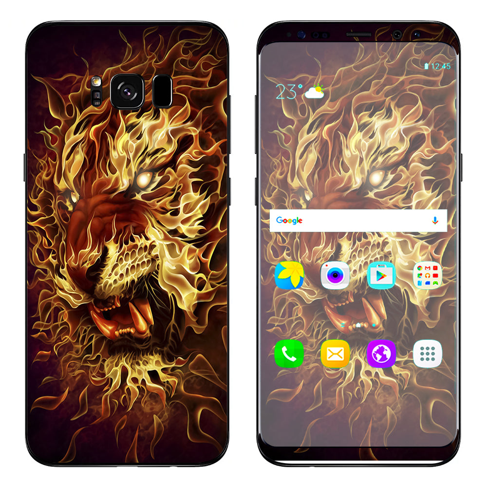  Tiger On Fire Samsung Galaxy S8 Skin