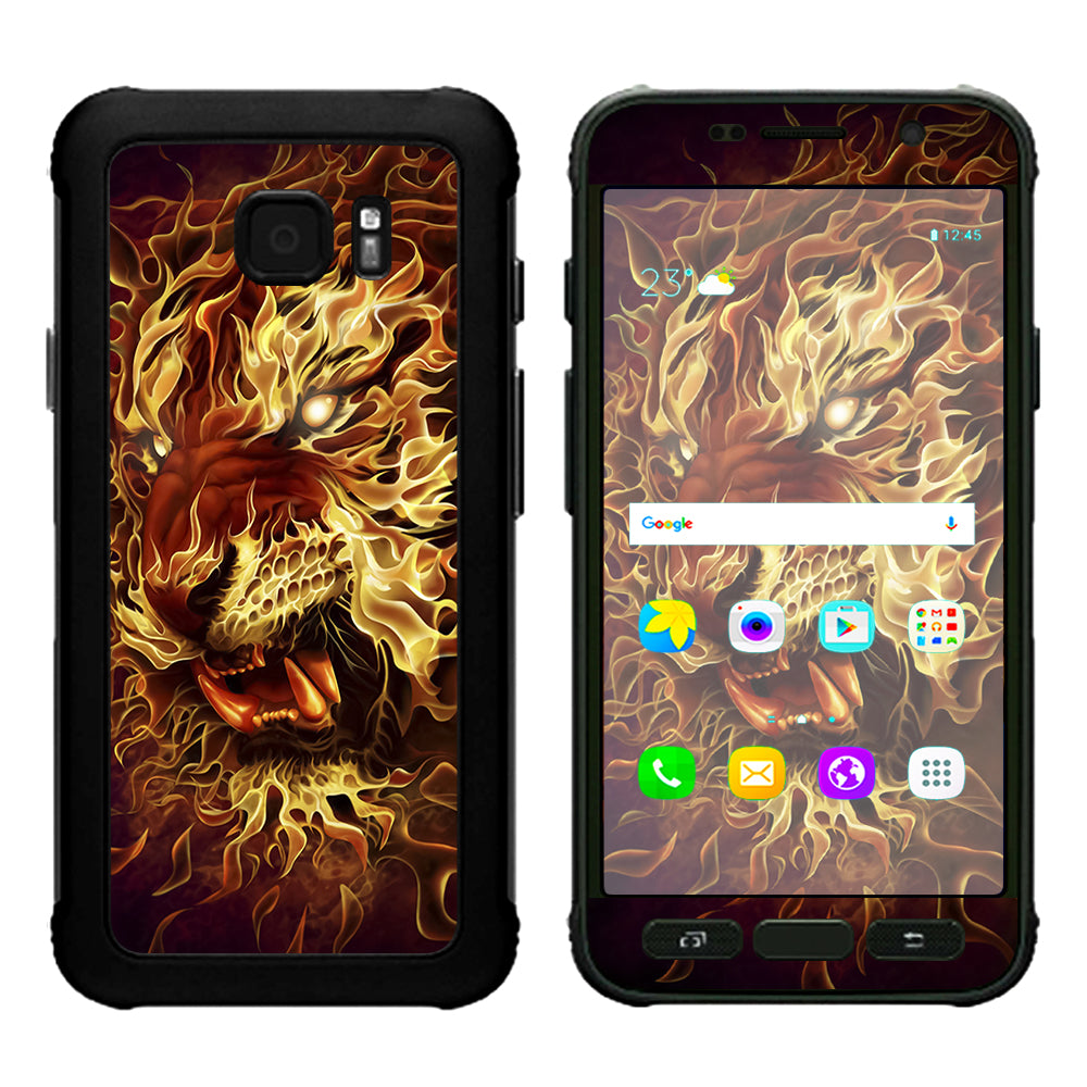  Tiger On Fire Samsung Galaxy S7 Active Skin