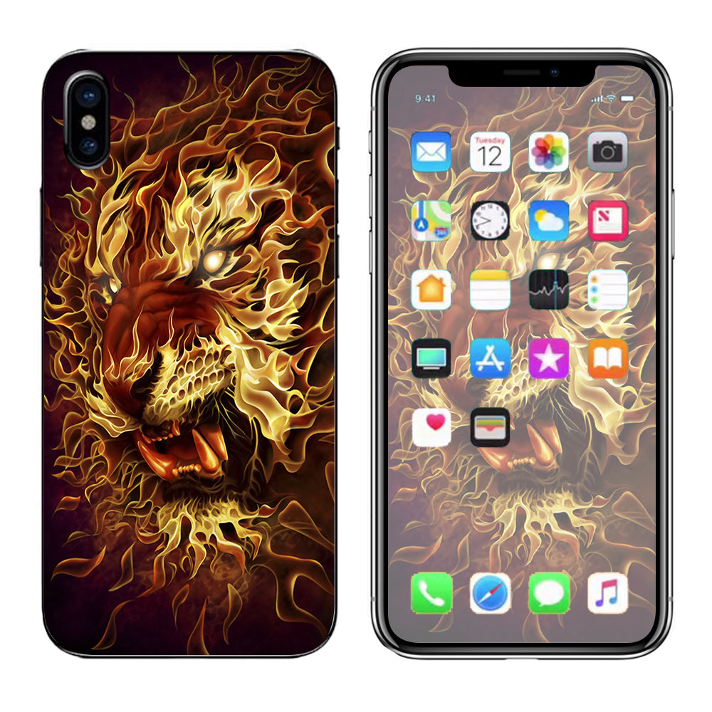  Tiger On Fire Apple iPhone X Skin