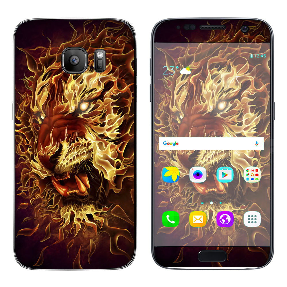  Tiger On Fire Samsung Galaxy S7 Skin