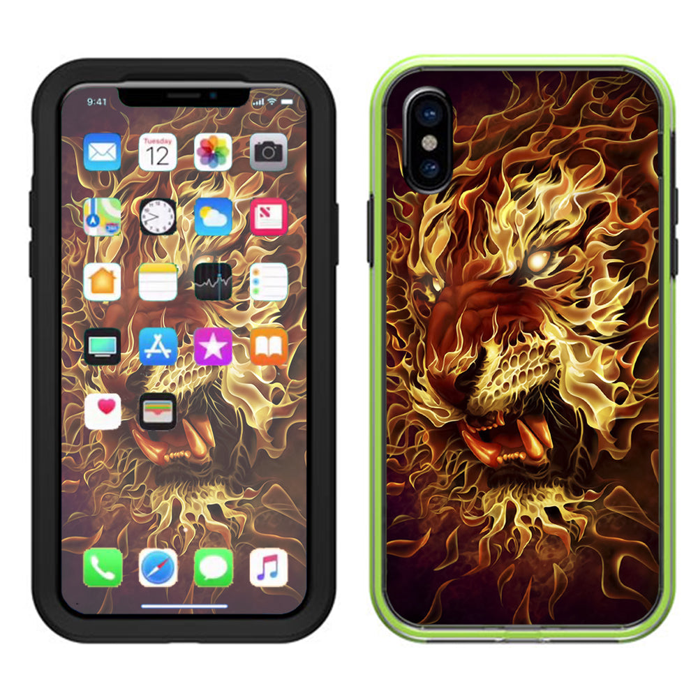  Tiger On Fire Lifeproof Slam Case iPhone X Skin